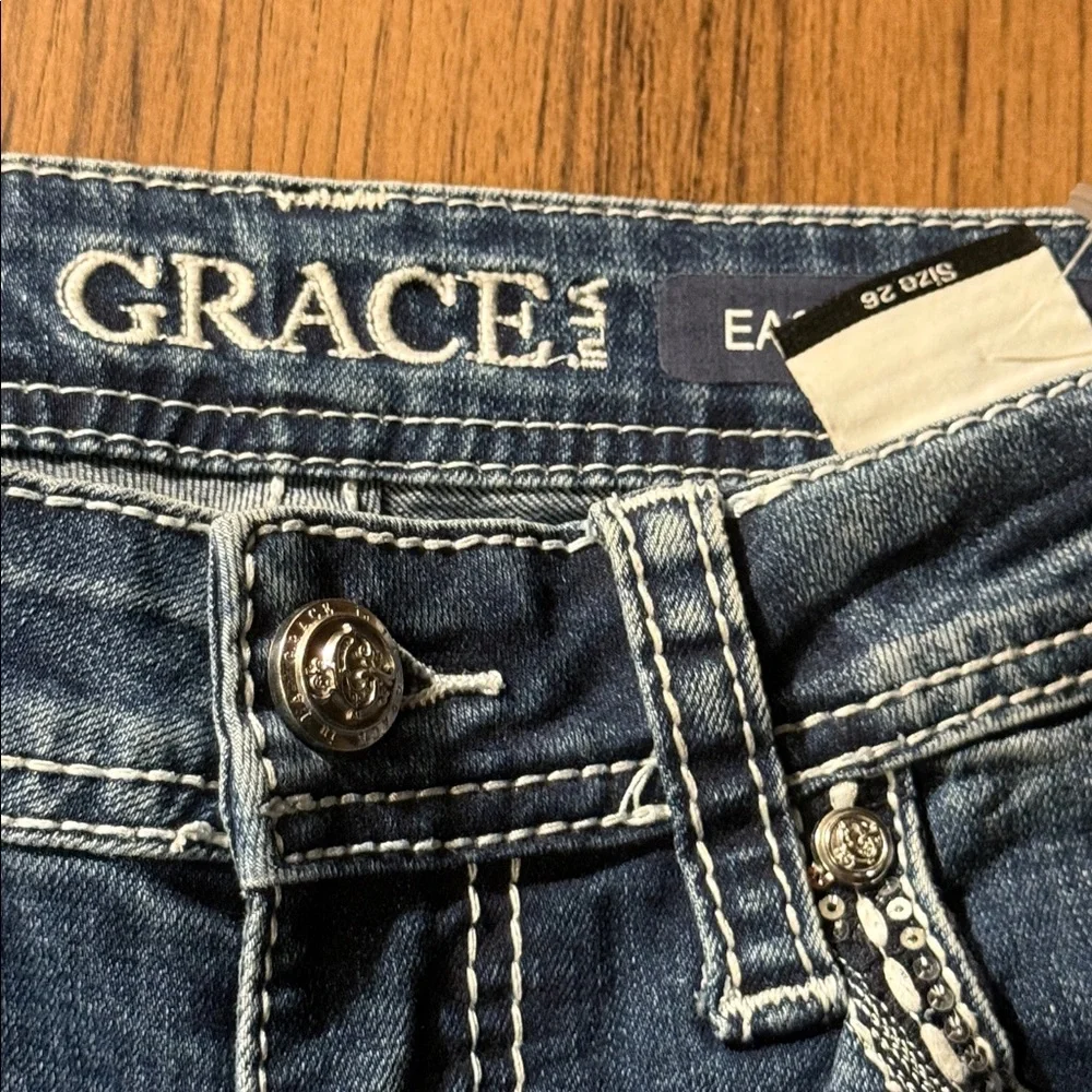 Grace Easy Fit Women’s Mid Rise Bootcut Blue Denim Jeans - Picture 6 of 7